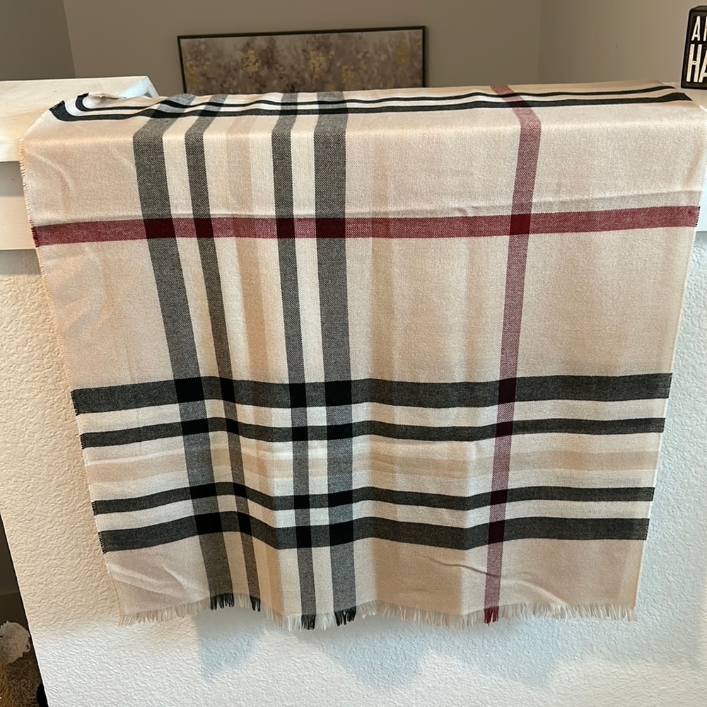 Striped Plaid Lightweight Scarf L:76” & W: 24”